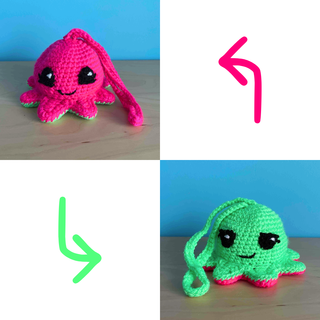 Crocheted Reversible Octopus Bag Charm