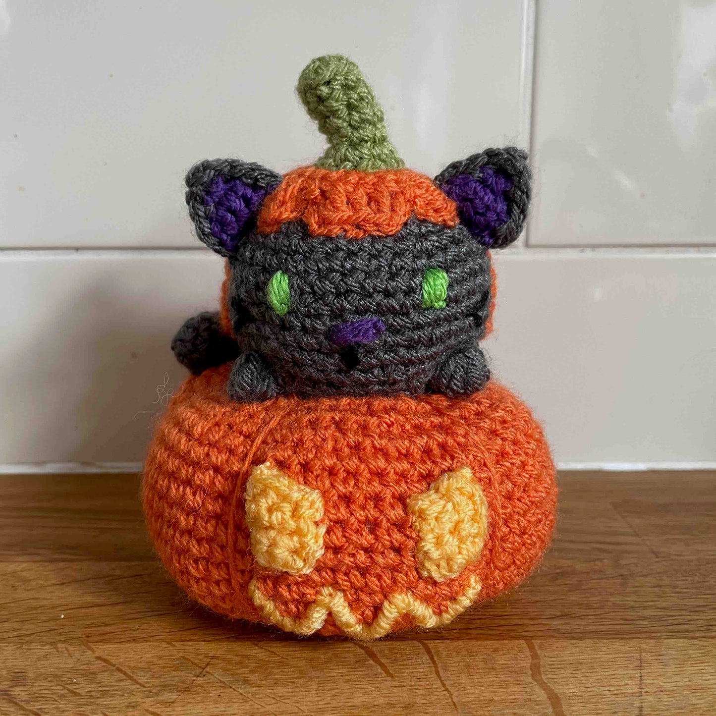 Cat In A Pumpkin Amigurumi Plush