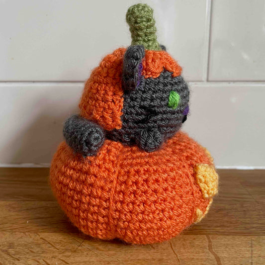 Cat In A Pumpkin Amigurumi Plush