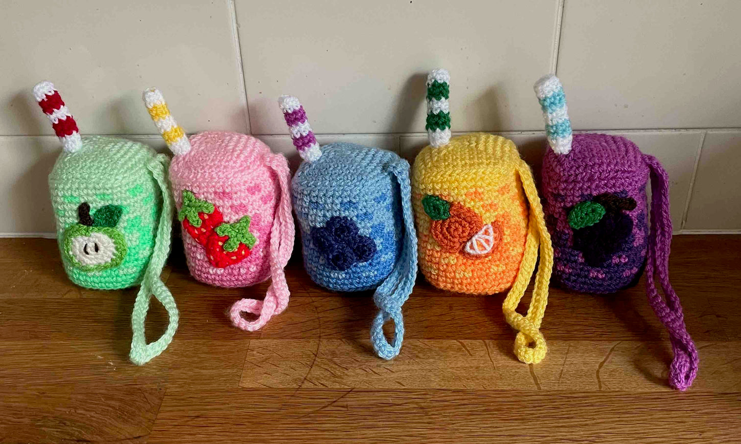 Crocheted Fruit Juice Carton Bag Charms