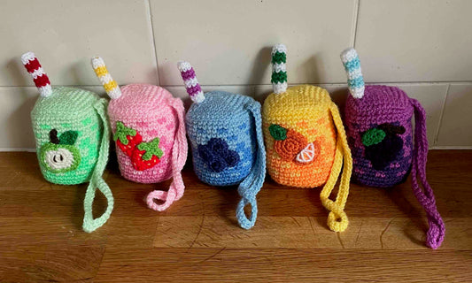 Crocheted Fruit Juice Carton Bag Charms