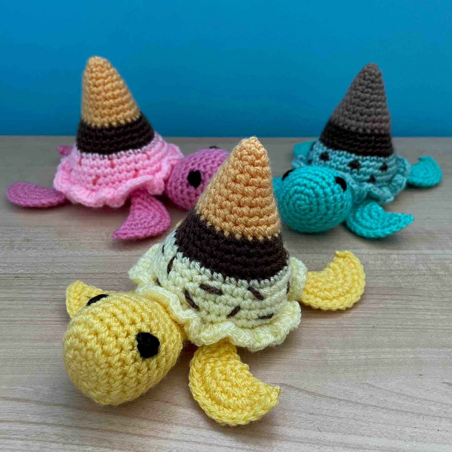 No-Sew Ice Cream Turtle Amigurumi Plushies