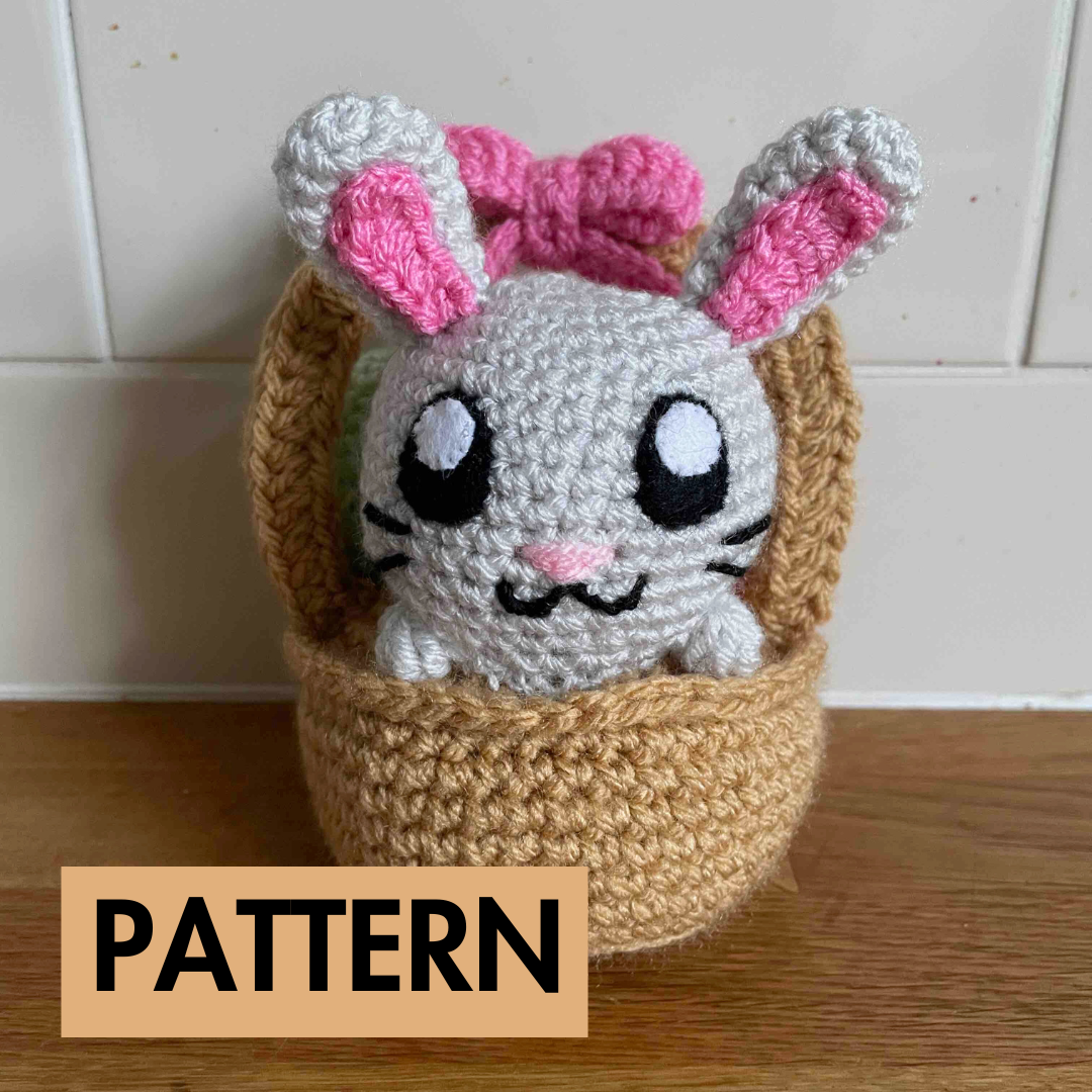 Bunny In An Easter Basket Crochet Pattern (PDF Download)