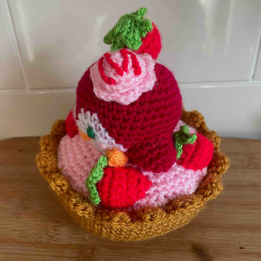 Strawberry Tart Penguin Amigurumi Plush