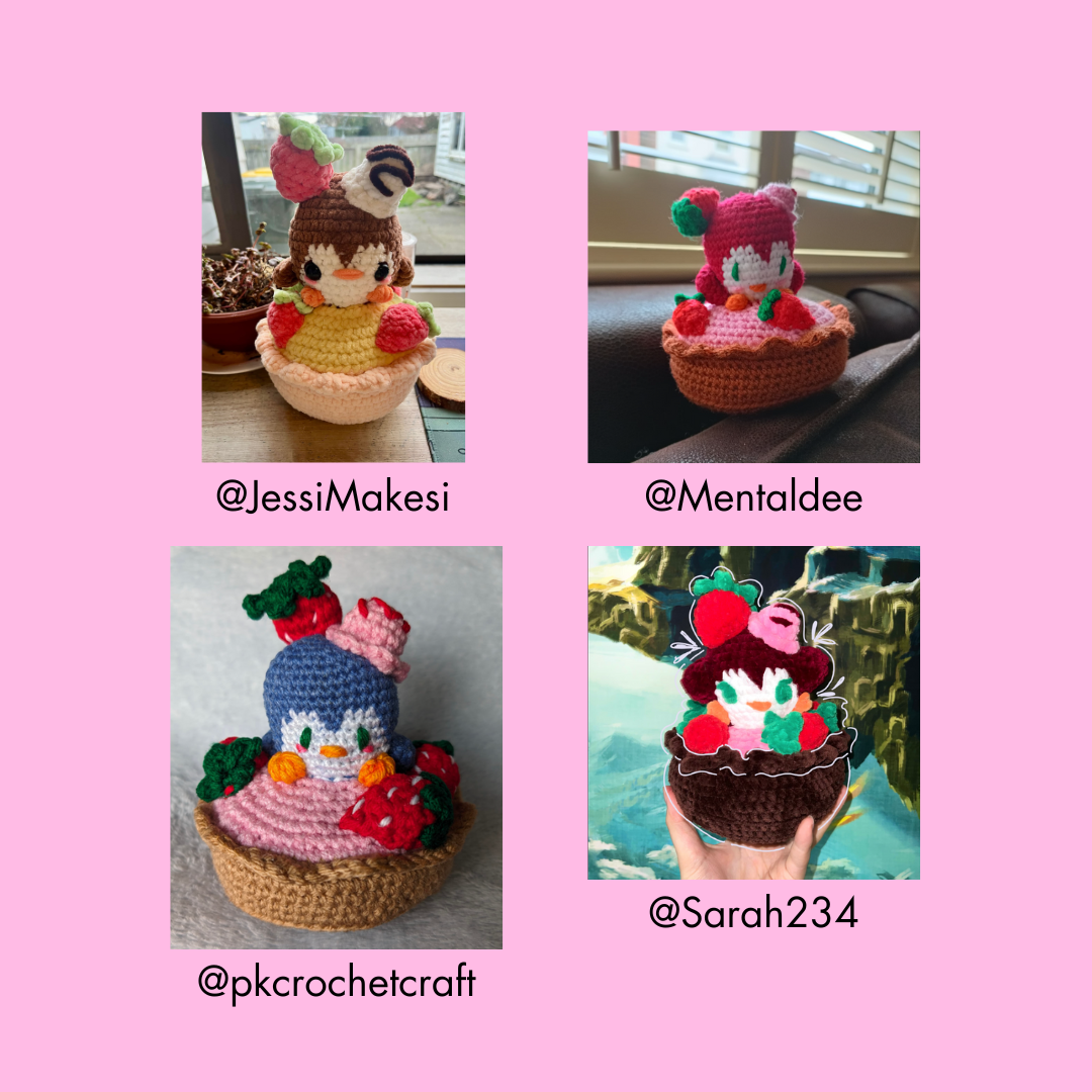 Strawberry Tart Penguin Crochet Pattern (PDF Download)