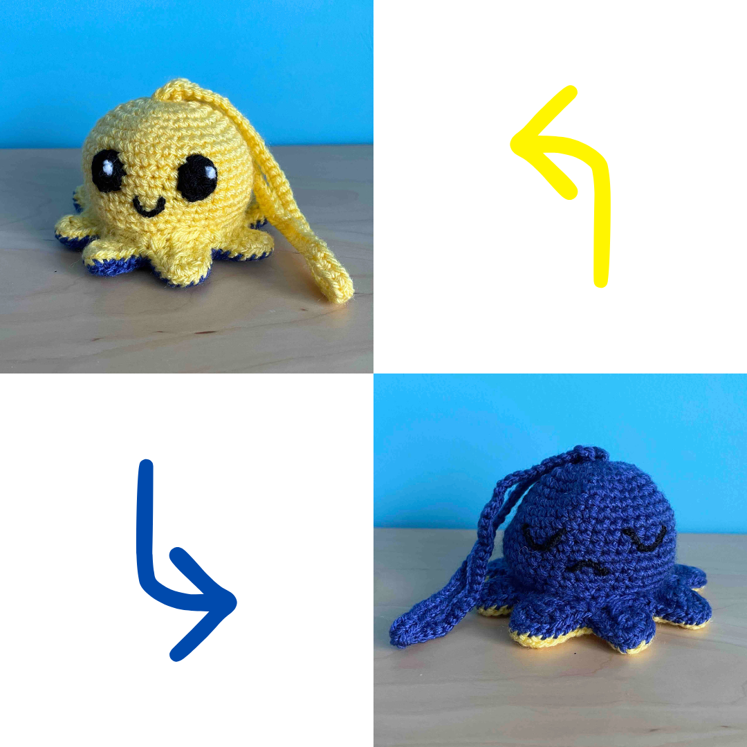 Crocheted Reversible Octopus Bag Charm