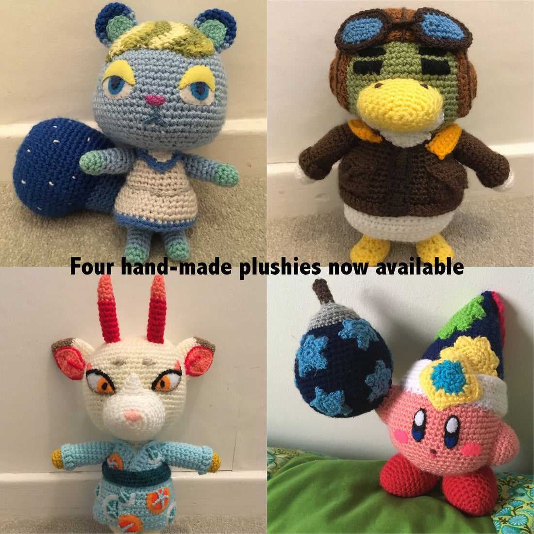 Four Hand-Made Plushies, Now Available