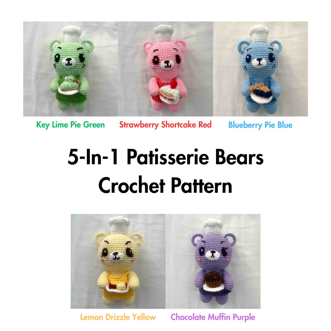 Patisserie Bears 5-In-1 Crochet Pattern (PDF Download)