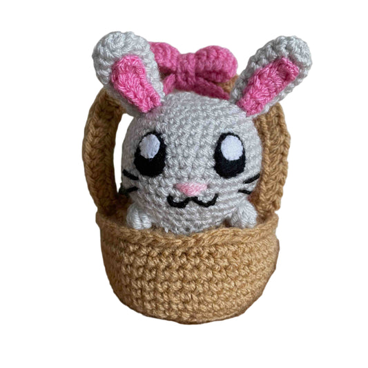 Bunny In An Easter Basket Amigurumi Plush