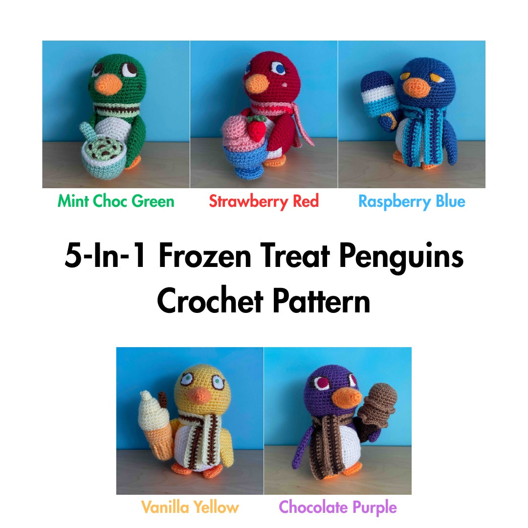 Frozen Treat Penguins 5-In-1 Crochet Pattern (PDF Download)