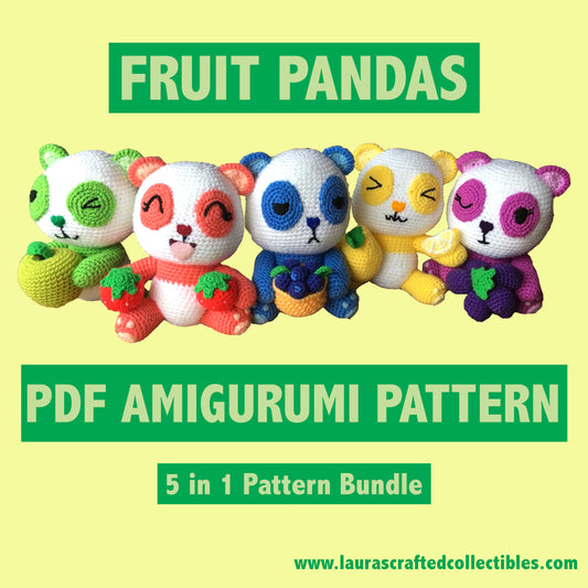 Fruit Pandas Amigurumi Pattern (5 in 1 Pattern Bundle, PDF Download)