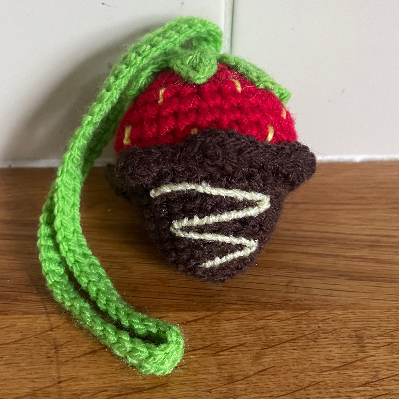 Crocheted Chocolate Strawberry Bag Charms