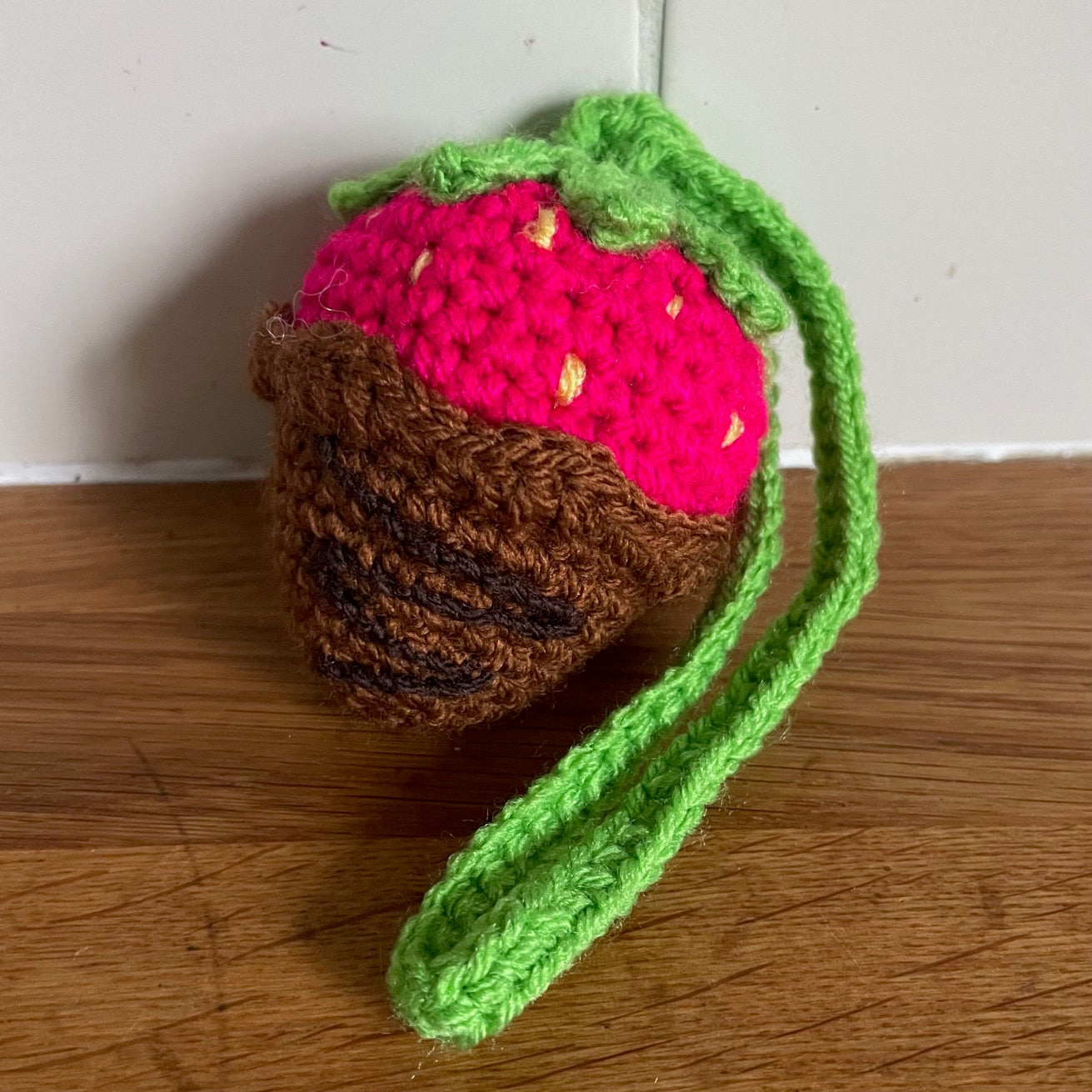 Crocheted Chocolate Strawberry Bag Charms