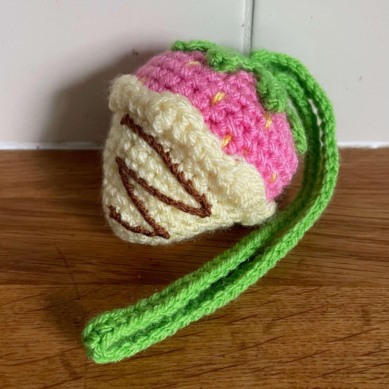 Crocheted Chocolate Strawberry Bag Charms