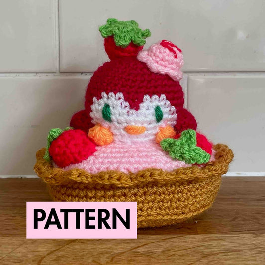 Strawberry Tart Penguin Crochet Pattern (PDF Download)