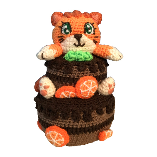 Ollie The Chocolate-Orange Cake Cat Amigurumi Plush